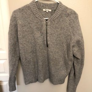 grey half-zip sweater